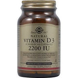 Vitamina D3 2.200 UI · Solgar · 100 cápsulas