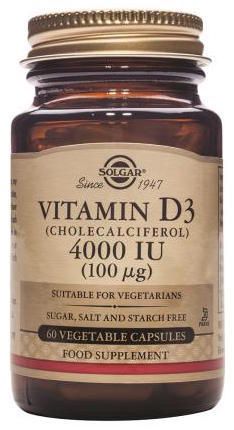 Vitamina D3 4.000 UI · Solgar · 60 cápsulas