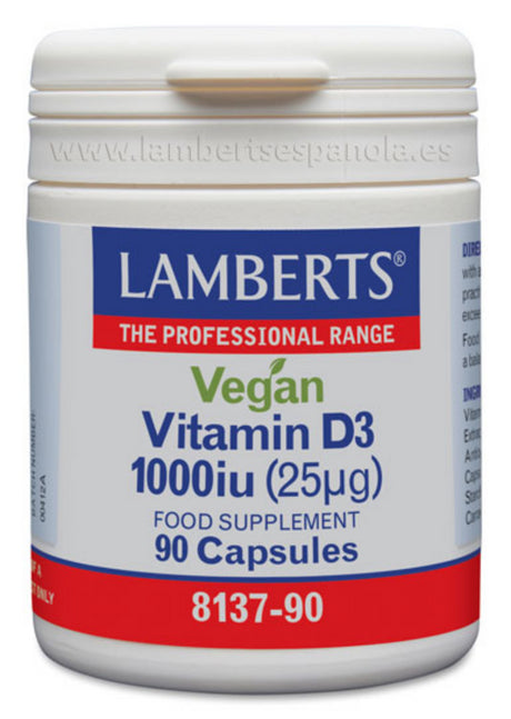 Vitamina D3 1.000 UI Vegana · Lamberts · 90 cápsulas