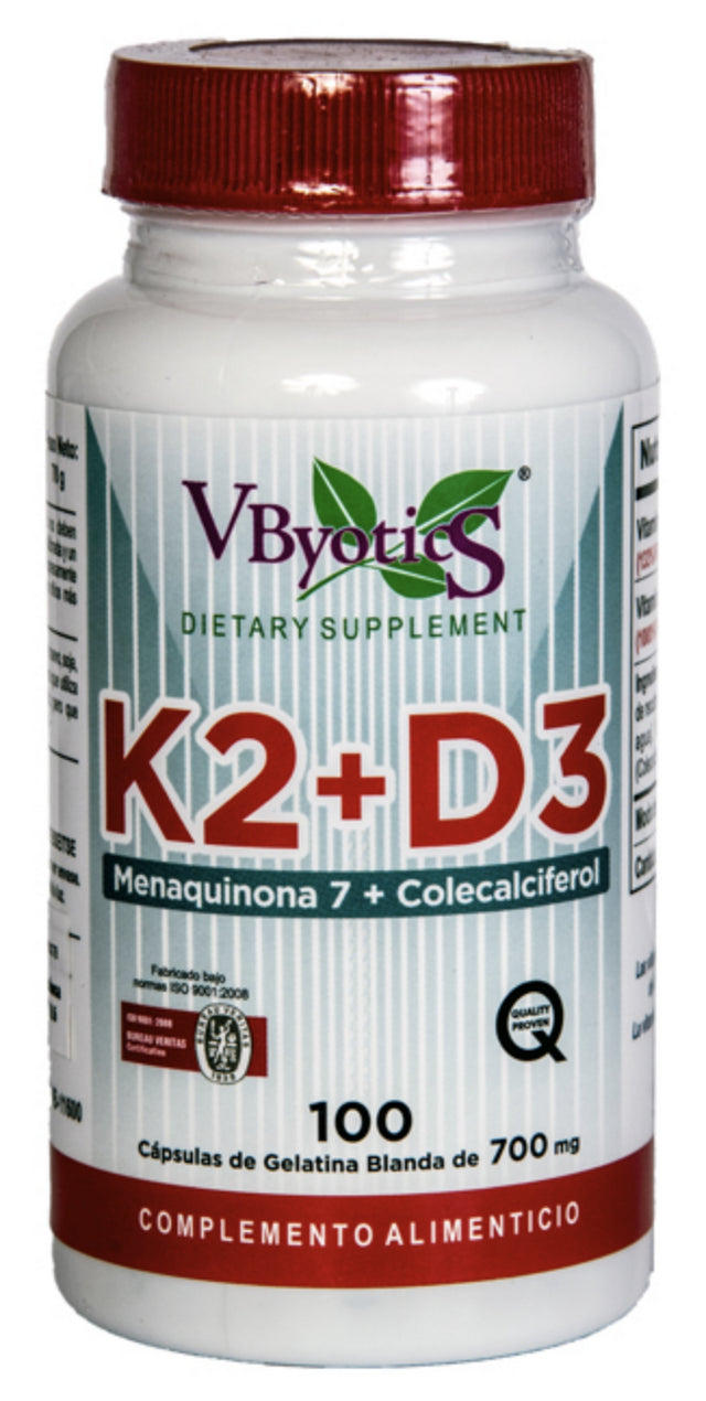 Vitamina K2 + D3 · VByotics · 100 perlas