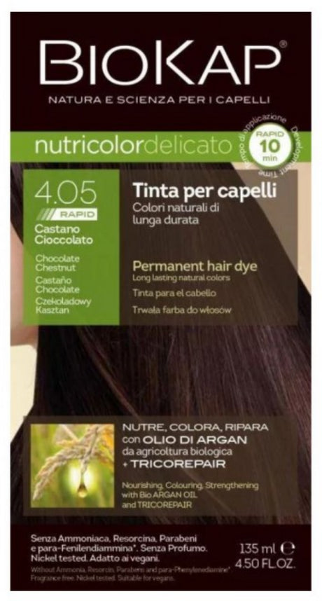 Biokap Nutricolor Delicato Rapid 4.05 Castaño Chocolate · Biokap · 135 ml