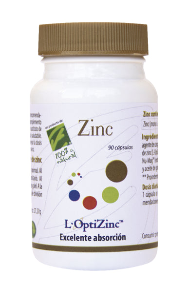 Zinc · 100% Natural · 90 cápsulas