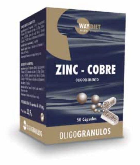 Zinc-Cobre Oligogránulos · Waydiet · 50 cápsulas