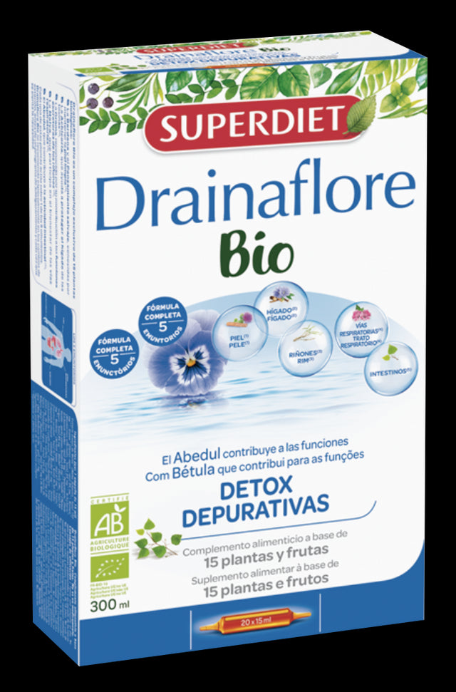 Drainaflore BIO · Superdiet · 20 ampollas