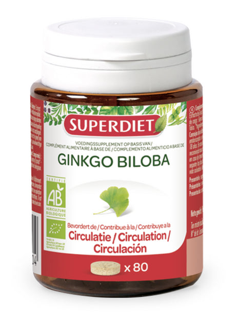 Ginkgo Biloba BIO · Superdiet · 80 comprimidos