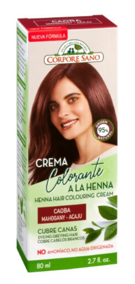 Crema Colorante a la Henna Caoba · Corpore Sano · 80 ml