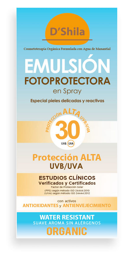 Emulsión Fotoprotectora Spray SPF 30 · D'Shila · 200 ml