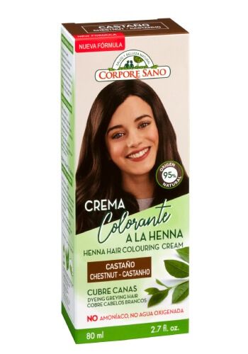 Crema Colorante a la Henna Castaño · Corpore Sano · 80 ml