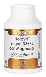 Holovit Vegan D3+K2 con Magnesio · Equisalud · 180 cápsulas