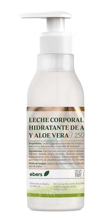 Leche Hidratante Argán y Aloe Vera · Ebers · 250 ml