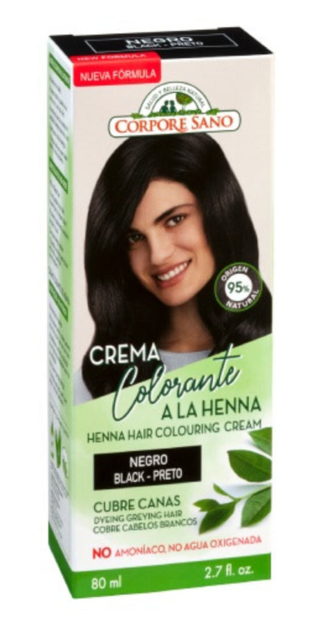 Crema Colorante a la Henna Negro · Corpore Sano · 80 ml