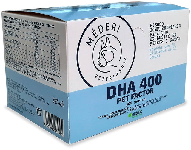 DHA 400 Pet Factor · Mederivet · 300 perlas