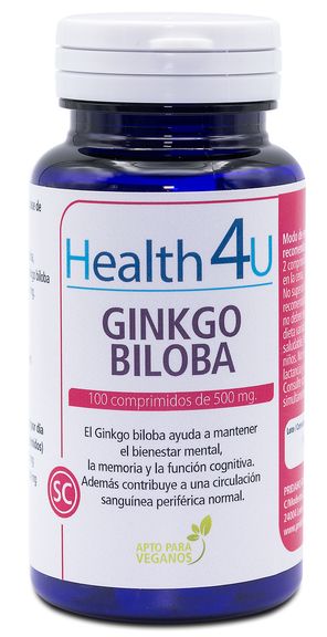 Ginkgo Biloba · Health4U · 100 comprimidos