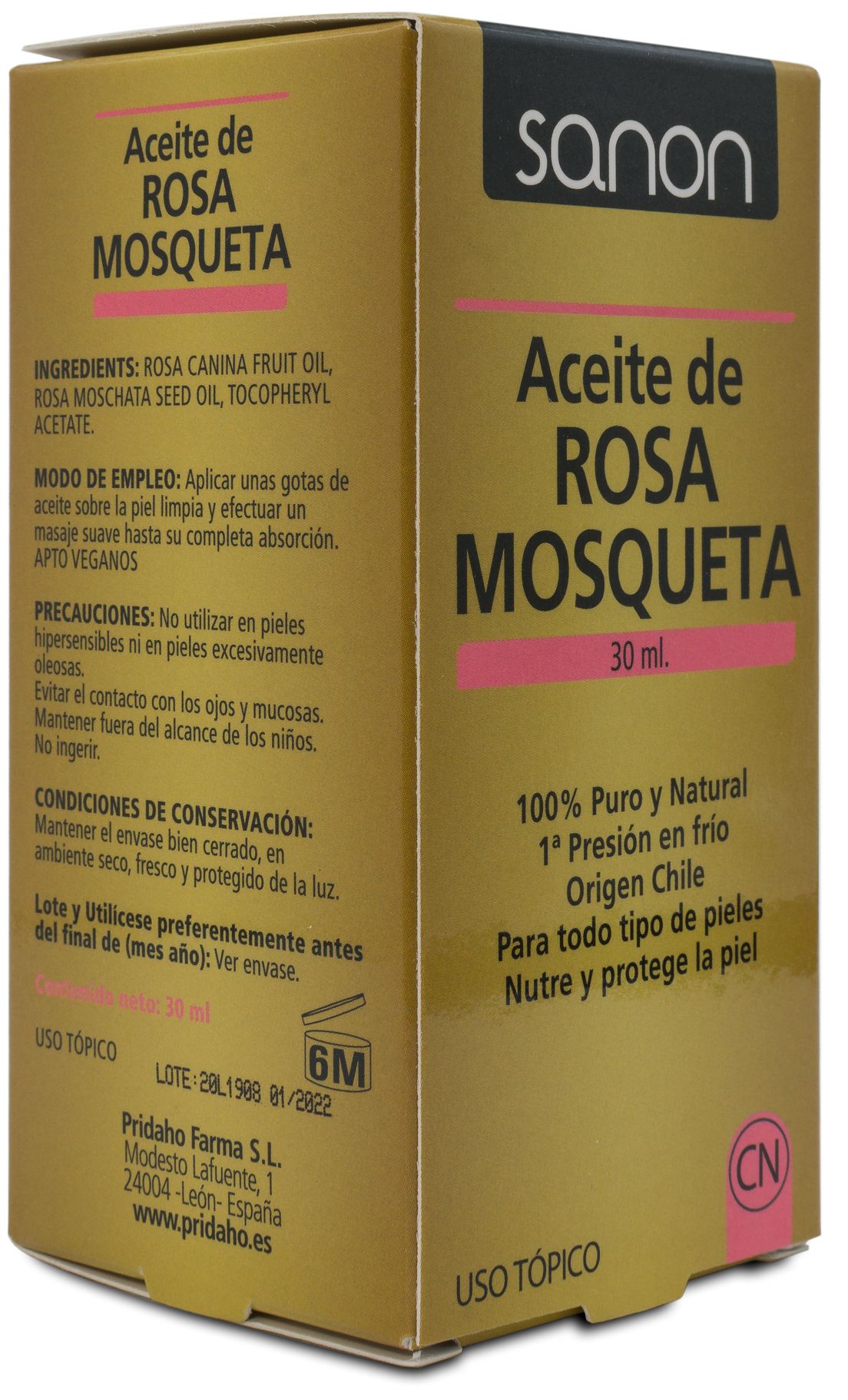 Aceite de Rosa Mosqueta · Sanon · 30 ml