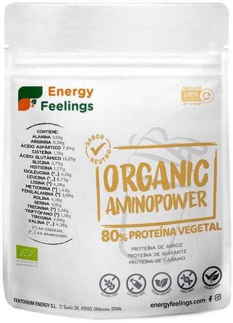 Organic AminoPower Eco 80% - Sabor Neutro · Energy Feelings · 200 gramos