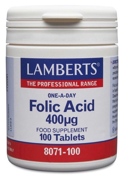 Ácido Fólico 400 mcg · Lamberts · 100 comprimidos