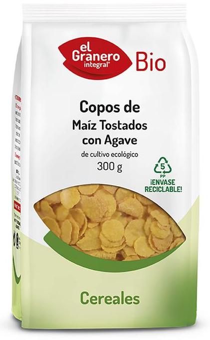 Copos de Maíz Tostado con Agave · El Granero Integral · 300 gramos