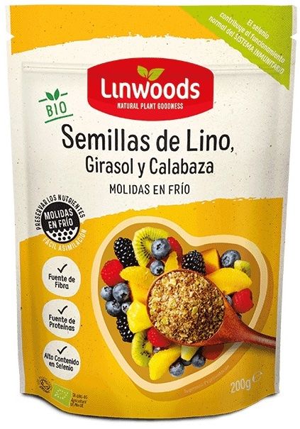 Semillas de Lino, Girasol y Calabaza Molidas · Linwoods · 200 gramos