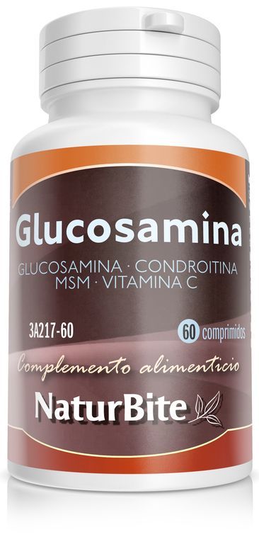 Glucosamina	con Condroitina + MSM + Vitamina C · NaturBite · 60 comprimidos