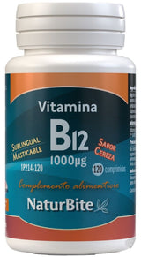 Vitamina B12 1.000 mcg Masticable - Sublingual · NaturBite · 120 comprimidos