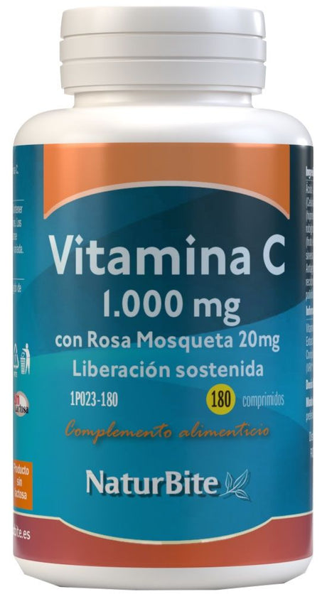 Vitamina C 1.000 mg con Rosa Mosqueta - Liberación Sostenida · NaturBite · 180 comprimidos