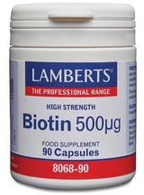 Biotina 500 mcg · Lamberts · 90 cápsulas