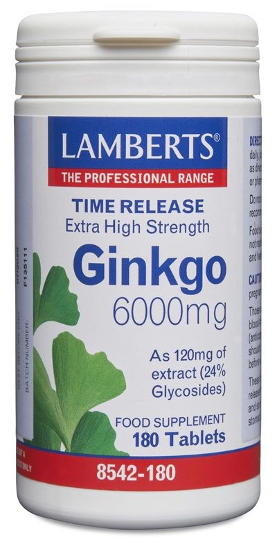 Ginkgo Biloba 6.000 mg · Lamberts · 180 comprimidos