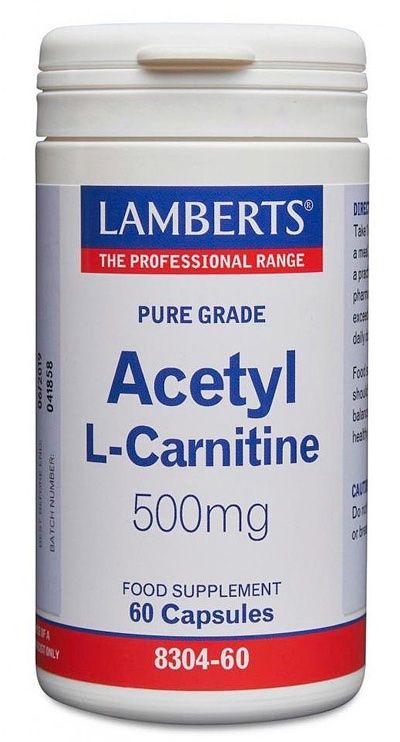 L-Acetil Carnitina 500 mg · Lamberts · 60 cápsulas