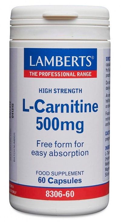 L-Carnitina 500 mg · Lamberts · 60 cápsulas