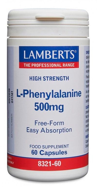 L-Fenilalanina 500 mg · Lamberts · 60 cápsulas