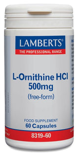 L-Ornitina 500 mg · Lamberts · 60 cápsulas