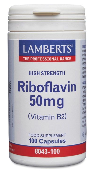 Riboflavina 50 mg · Lamberts · 100 cápsulas