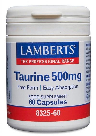 Taurina 500 mg · Lamberts · 60 cápsulas