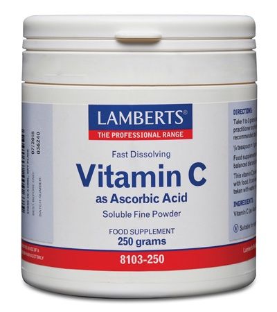 Vitamina C en Polvo - Ácido Ascórbico · Lamberts · 250 gramos