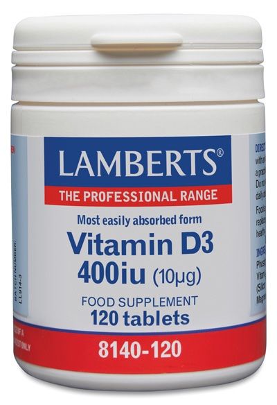 Vitamina D3 Natural 400 UI · Lamberts · 120 comprimidos