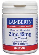 Zinc 15 mg · Lamberts · 180 comprimidos