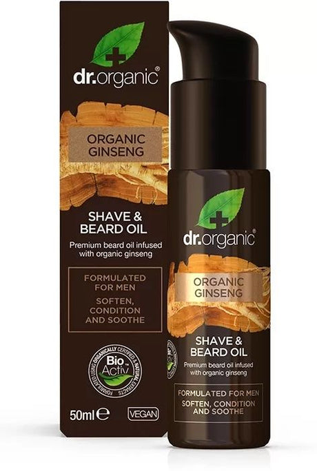 Aceite para Barba y Afeitado de Ginseng · Dr. Organic · 50 ml