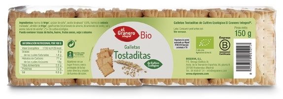 Galletas Tostaditas · El Granero Integral · 150 gramos