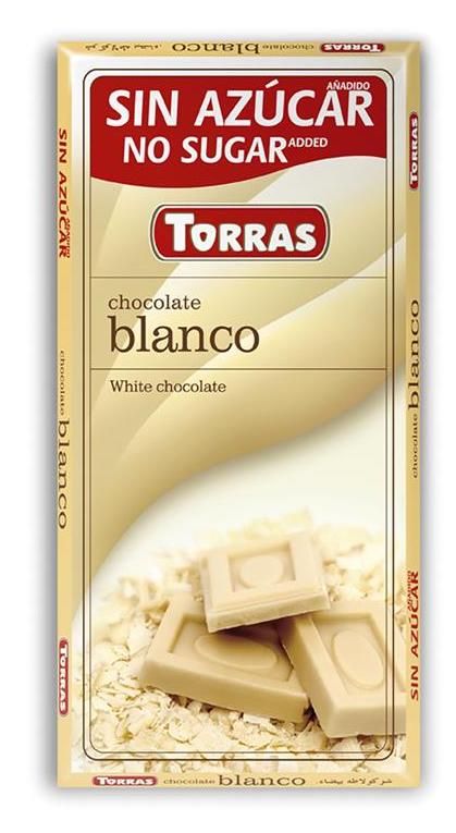 Chocolate Blanco Sin Azúcar · Torras · 75 gramos