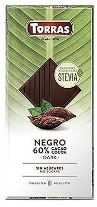 Chocolate Negro 60% Cacao con Stevia · Torras · 100 gramos