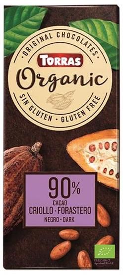 Chocolate Negro 90% Cacao Criollo · Torras · 100 gramos