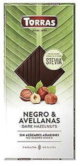 Chocolate Negro con Avellanas con Stevia · Torras · 125 gramos