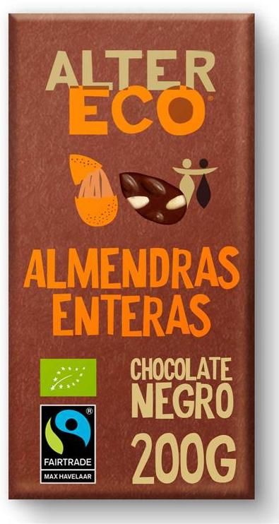 Chocolate Negro con Almendras Enteras · Altereco · 200 gramos [Caducidad 01/2025]