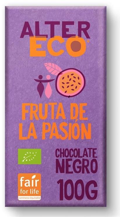 Chocolate Negro con Fruta de la Pasión · Altereco · 100 gramos