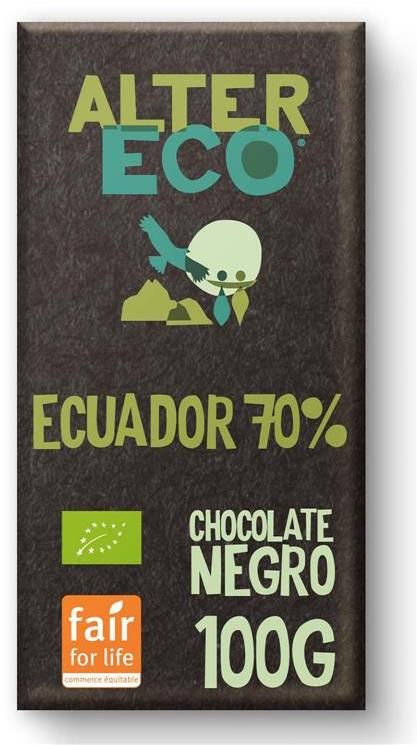 Chocolate Negro de Ecuador 70% Cacao · Altereco · 100 gramos [Caducidad 01/2025]