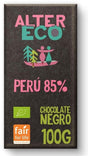 Chocolate de Negro Perú 85% Cacao · Altereco · 100 gramos