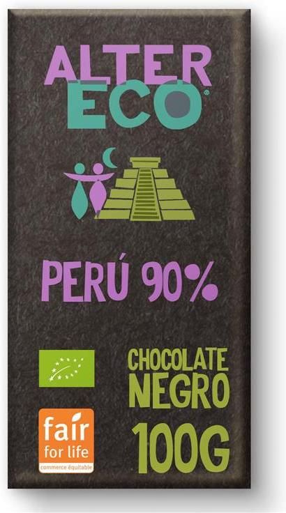 Chocolate de Negro Perú 90% Cacao · Altereco · 100 gramos