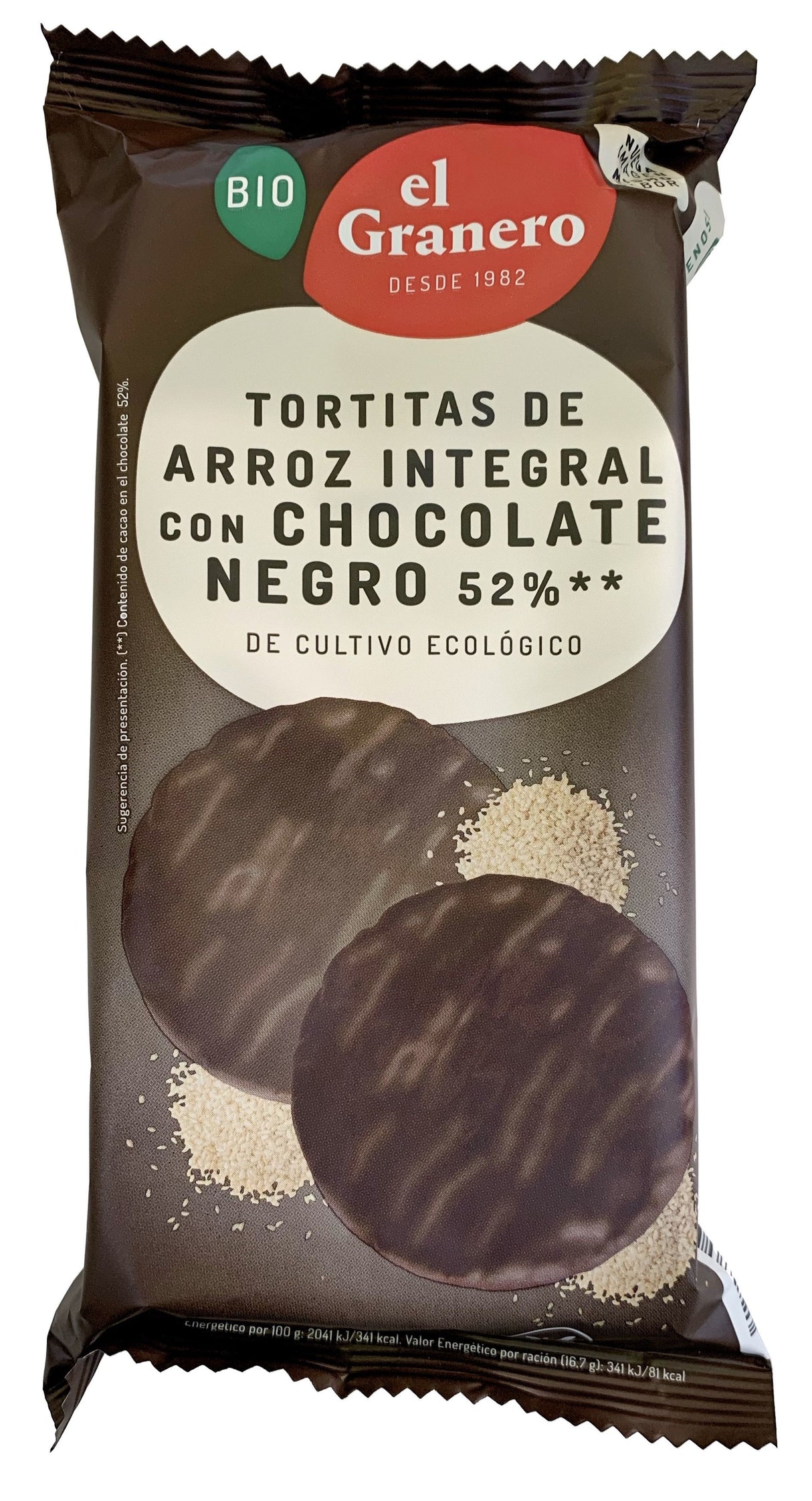 Tortitas de Arroz con Chocolate Negro · El Granero Integral · 6 unidades