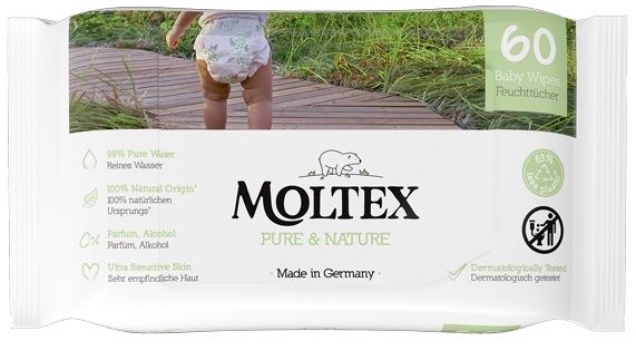 Toallitas Húmedas Pure & Nature para Bebé · Moltex · 60 unidades