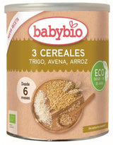 Papilla 3 Cereales Trigo, Avena y Arroz · Babybio · 220 gramos